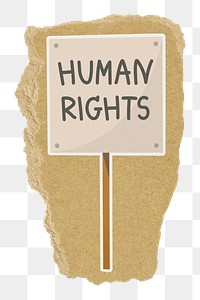 Human rights sign png sticker, ripped paper, transparent background