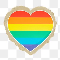 LGBTQ heart  png sticker, ripped paper, transparent background