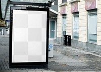 Billboard png mockup, bus stop advertisement, transparent design