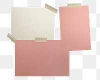 Png pink sticky notes sticker, taped paper, transparent background