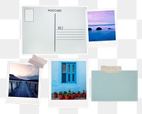 Png aesthetic mood board sticker, postcard, transparent background