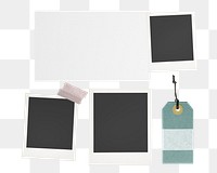 Png aesthetic mood board sticker, instant photo, transparent background