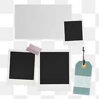 Png aesthetic mood board sticker, instant photo, transparent background