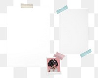 Png aesthetic mood board sticker, taped paper, transparent background