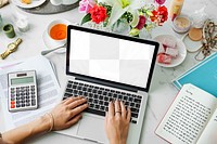 Laptop png mockup, work from home transparent design