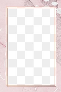 Png rectangular frame pink watercolor marble design, transparent background