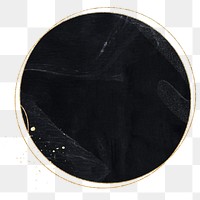 Png elegant circular frame black, gold glitter, transparent background