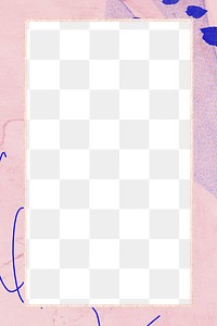 Rectangular frame png pink Memphis brush stroke, transparent background