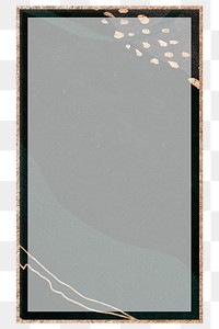 Png rectangular frame black modern marble design, gold, transparent background