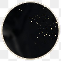Png circular frame black modern marble design, gold, transparent background