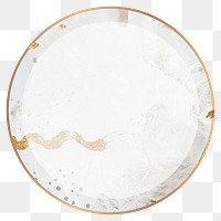 Png circle frame elegant beige Memphis, brush stroke, transparent background