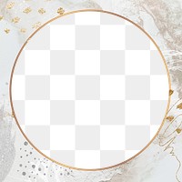 Png circle frame elegant beige Memphis, brush stroke, transparent background