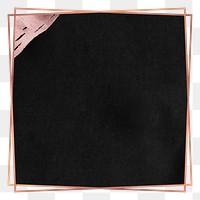 Png square frame metallic pink Memphis, brush stroke, transparent background