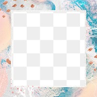 Png rectangular frame pastel Memphis, brush stroke, transparent background