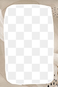 Png rectangular frame beige Memphis, brush stroke, transparent background