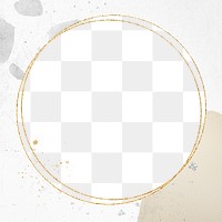 Png elegant circular frame beige, gold glitter, transparent background