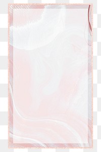 Png rectangular frame pink watercolour marble design, glitter, transparent background