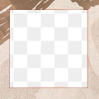 Png rectangular frame beige Memphis, brush stroke, transparent background