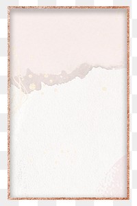 Rectangular frame png elegant pink watercolour design, gold, transparent background