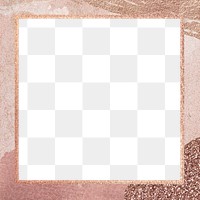 Square frame png elegant pink watercolour design, rose gold, transparent background