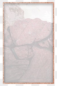 Png red brown Memphis rectangular frame, rose gold, transparent background