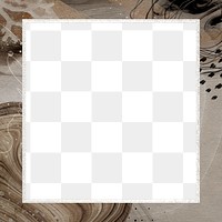 Png square frame brown Memphis, elegant brush stroke, transparent background