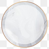 Png circular frame light modern marble design, gold, transparent background