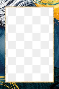 Rectangular frame PNG blue yellow Memphis, transparent background