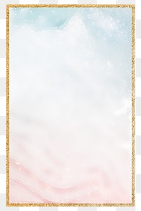 Png rectangular frame pastel watercolour marble design, gold, transparent background