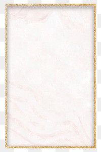 Png rectangular frame pink watercolour marble design, gold, transparent background