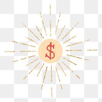 Gold sunburst, finance png sticker, transparent background