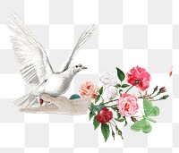 Flower bouquet bird png sticker, transparent background