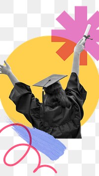 Female graduate png sticker, education transparent background