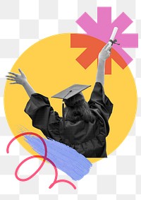 Female graduate png sticker, education transparent background