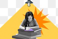 Girl studying  png sticker, education transparent background