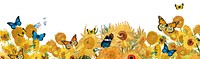 Sunflower border png sticker, Van Gogh's vintage painting remixed by rawpixel, transparent background