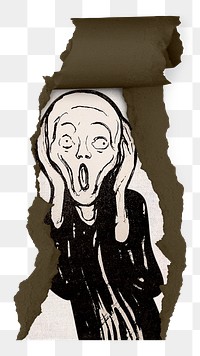 The Scream png sticker, torn paper  remixed by rawpixel, transparent background