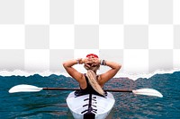 Kayaking png border, transparent background