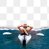 Kayaking png border,  transparent background