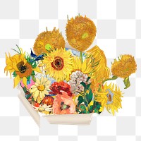 Sunflower png sticker, torn paper remixed by rawpixel, transparent background