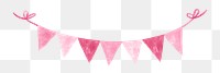 Party flag png sticker, pink watercolor design in transparent background