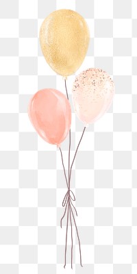 Cute balloons png sticker, watercolor design in transparent background