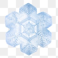 Aesthetic snowflake png sticker, watercolor design in transparent background