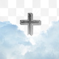 Christian sky png, transparent background with aesthetic clouds