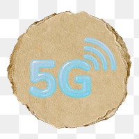 5G network  png sticker,  3D ripped paper, transparent background