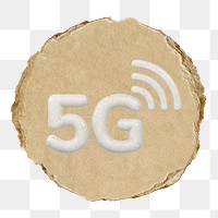 5G network  png sticker,  3D ripped paper, transparent background