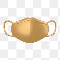 Face mask icon  png sticker, 3D gold design, transparent background