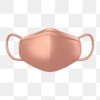 Face mask icon  png sticker, 3D rose gold design, transparent background