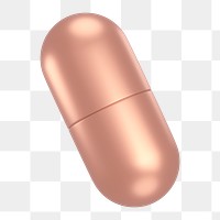 Capsule icon  png sticker, 3D rose gold design, transparent background