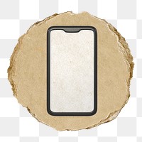 Smartphone   png sticker,  3D ripped paper, transparent background